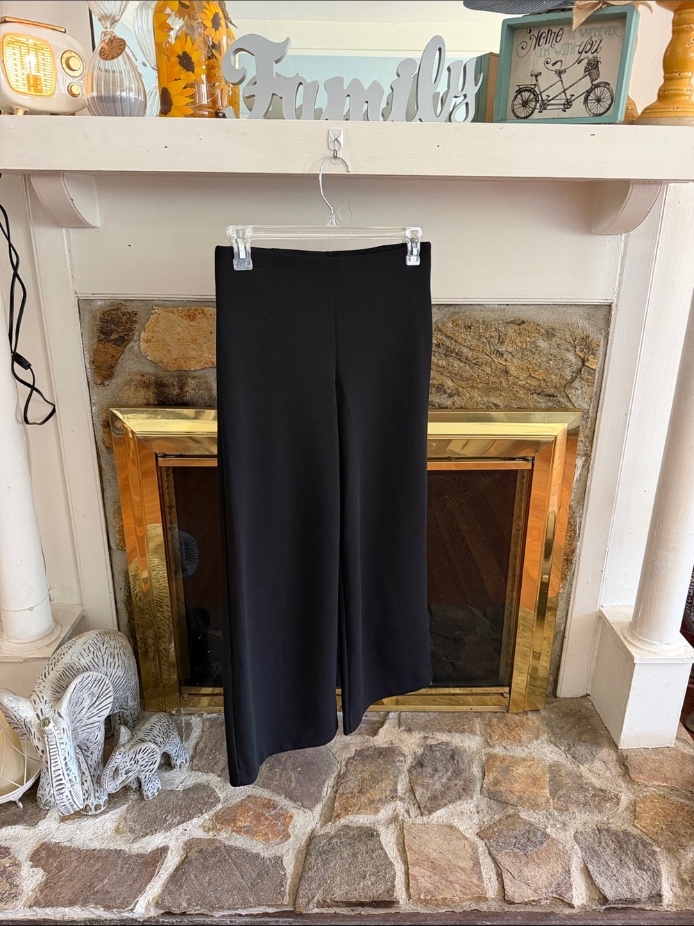 LOFT Black Pull-On Wide Leg Pants